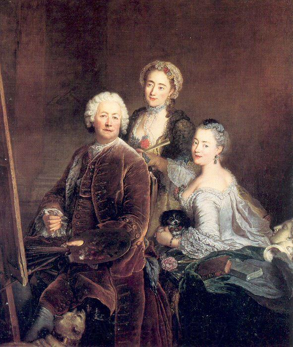 PESNE, Antoine The Artist at Work with his Two Daughters